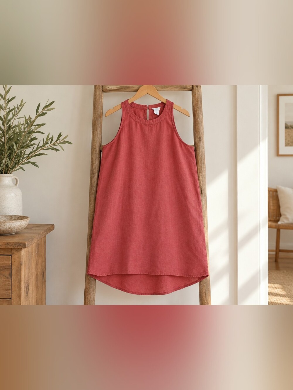 Sigri Olsen 100% Linen Sleeveless Dress – Red – Size L